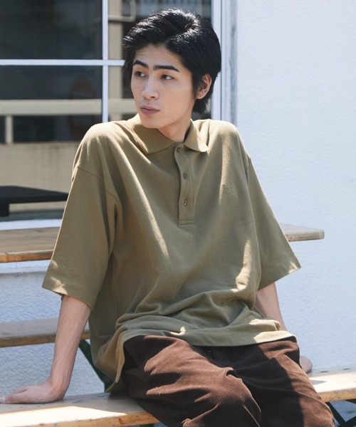 CRAFT STANDARD BOUTIQUE(クラフトスタンダードブティック)の「カノコBIGポロシャツ *(ポロシャツ・メンズ・ブラック/ベージュ/カーキ・LL/M/L)」の1枚目の写真