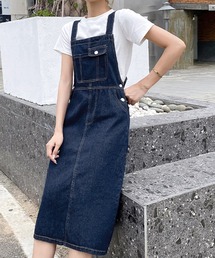 DAY CLOSET | レディース バックスリット入りデニムジャンスカ(サロペット/オーバーオール)