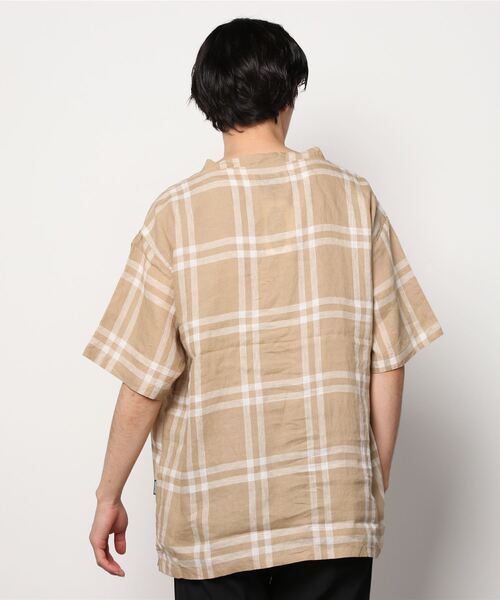 MANASTASH（マナスタッシュ）の「MANASTASH/マナスタッシュ　LINEN CHECK PULLOVER SS SHIRTS　リネンチェックプルオーバーショートスリーブシャツ（シャツ/ブラウス・メンズ・ネイビー/ベージュ・MEDIUM/LARGE）」の4枚目の写真
