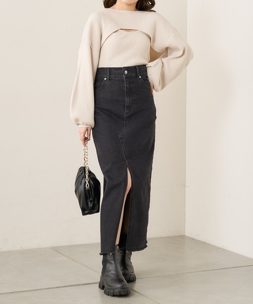 Chico（チコ）の「【新色追加】スリットデニムタイトロング