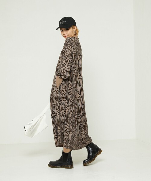 【新品】サウザンドマイル／長袖ワンピース ゼブラ柄 FREAK'S STORE ワンピース THOUSAND MILE × STORE/サウザンド