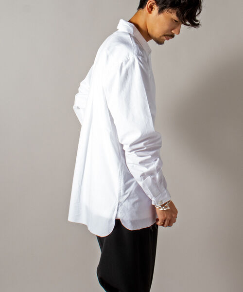 GLOSTER（グロスター）の「【GLOSTER/グロスター】オーガニックコットン スキッパーシャツ（シャツ/ブラウス・メンズ・ホワイト/ブラック/サックスブルー・MEDIUM/LARGE）」の4枚目の写真