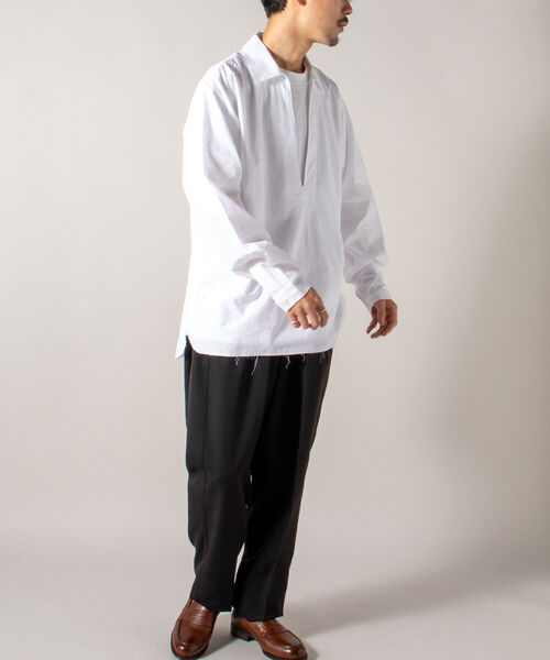 GLOSTER（グロスター）の「【GLOSTER/グロスター】オーガニックコットン スキッパーシャツ（シャツ/ブラウス・メンズ・ホワイト/ブラック/サックスブルー・MEDIUM/LARGE）」の22枚目の写真