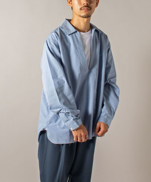 GLOSTER（グロスター）の「【GLOSTER/グロスター】オーガニックコットン スキッパーシャツ（シャツ/ブラウス・メンズ・ホワイト/ブラック/サックスブルー・MEDIUM/LARGE）」の16枚目の写真