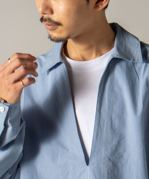 GLOSTER（グロスター）の「【GLOSTER/グロスター】オーガニックコットン スキッパーシャツ（シャツ/ブラウス・メンズ・ホワイト/ブラック/サックスブルー・MEDIUM/LARGE）」の11枚目の写真