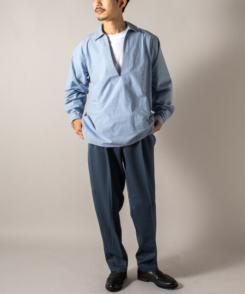 GLOSTER（グロスター）の「【GLOSTER/グロスター】オーガニックコットン スキッパーシャツ（シャツ/ブラウス・メンズ・ホワイト/ブラック/サックスブルー・MEDIUM/LARGE）」の14枚目の写真