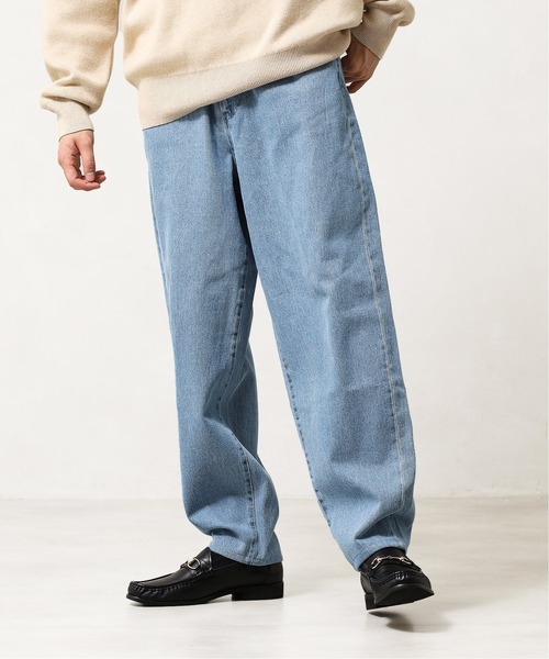 417 EDIFICE（フォーワンセブンエディフィス）の「◆ワイドテーパード バルーンデニムパンツ（デニムパンツ・メンズ・ブラック/ナチュラル/ネイビー/サックスブルー・SMALL/MEDIUM/LARGE）」の4枚目の写真