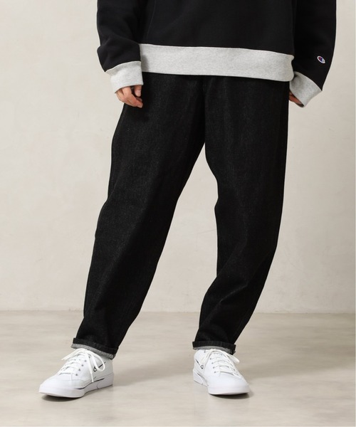 417 EDIFICE（フォーワンセブンエディフィス）の「◆ワイドテーパード バルーンデニムパンツ（デニムパンツ・メンズ・ブラック/ナチュラル/ネイビー/サックスブルー・SMALL/MEDIUM/LARGE）」の2枚目の写真