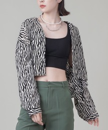 SPINNS | 総柄ショート丈ロングスリーブシャツ(シャツ/ブラウス)