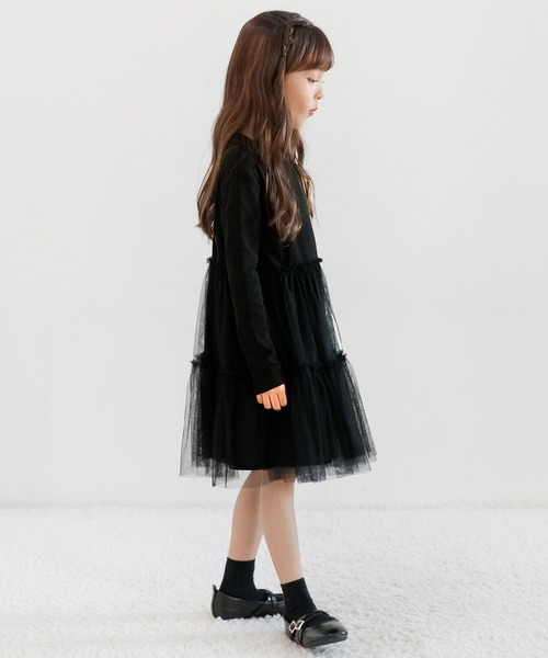 Bee des Bee（ビーデスビー）の「チュール切替えワンピ（ワンピース・キッズ・ブラック/グレー/アイボリー・100cm/140cm/110cm/130cm/120cm/150cm）」の9枚目の写真