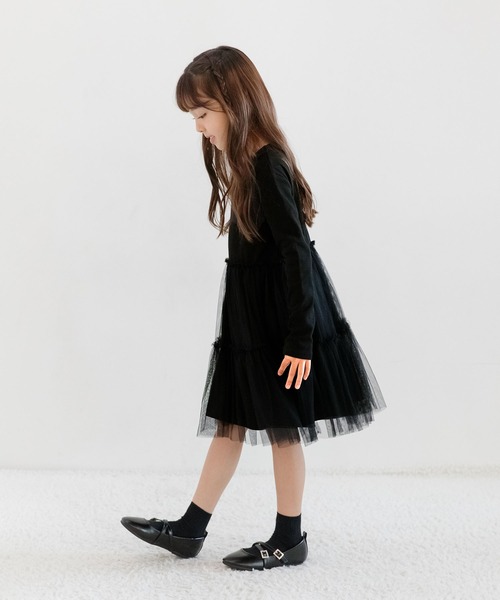 Bee des Bee（ビーデスビー）の「チュール切替えワンピ（ワンピース・キッズ・ブラック/グレー/アイボリー・100cm/140cm/110cm/130cm/120cm/150cm）」の11枚目の写真