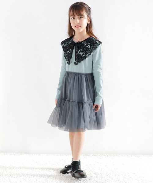 Bee des Bee（ビーデスビー）の「チュール切替えワンピ（ワンピース・キッズ・ブラック/グレー/アイボリー・100cm/140cm/110cm/130cm/120cm/150cm）」の16枚目の写真
