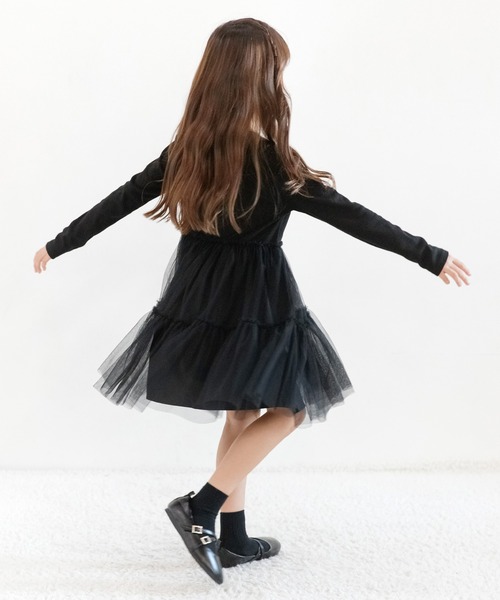 Bee des Bee（ビーデスビー）の「チュール切替えワンピ（ワンピース・キッズ・ブラック/グレー/アイボリー・100cm/140cm/110cm/130cm/120cm/150cm）」の8枚目の写真