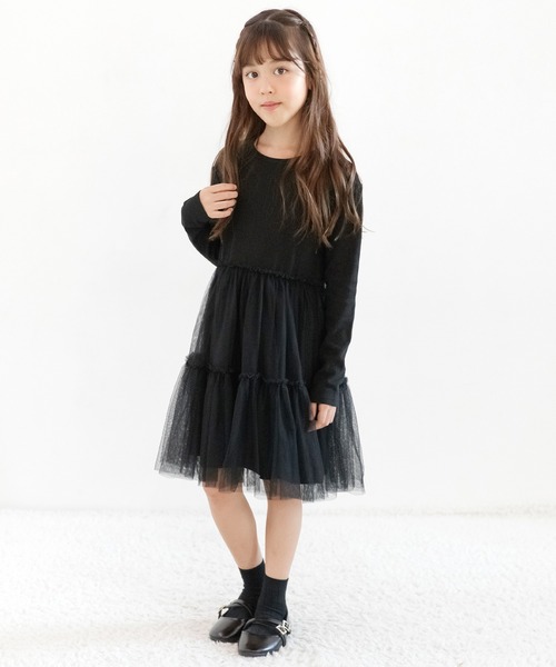 Bee des Bee（ビーデスビー）の「チュール切替えワンピ（ワンピース・キッズ・ブラック/グレー/アイボリー・100cm/140cm/110cm/130cm/120cm/150cm）」の7枚目の写真