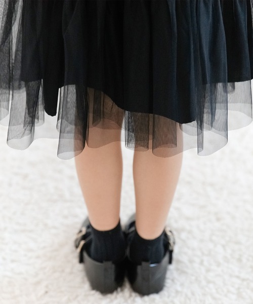 Bee des Bee（ビーデスビー）の「チュール切替えワンピ（ワンピース・キッズ・ブラック/グレー/アイボリー・100cm/140cm/110cm/130cm/120cm/150cm）」の6枚目の写真