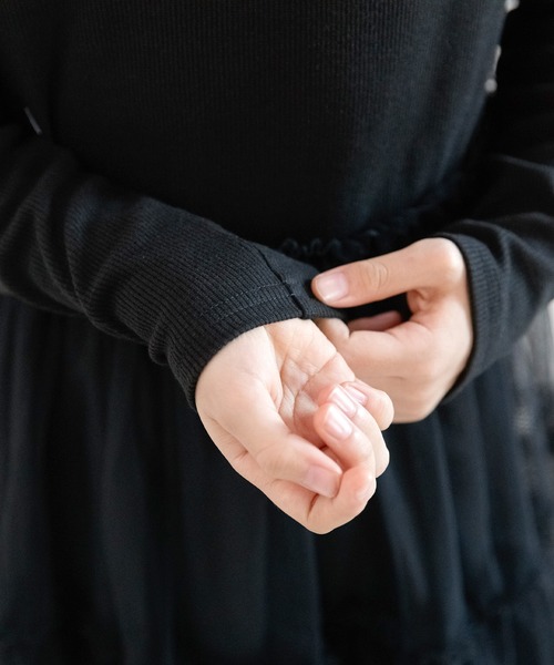 Bee des Bee（ビーデスビー）の「チュール切替えワンピ（ワンピース・キッズ・ブラック/グレー/アイボリー・100cm/140cm/110cm/130cm/120cm/150cm）」の4枚目の写真