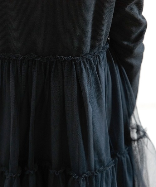 Bee des Bee（ビーデスビー）の「チュール切替えワンピ（ワンピース・キッズ・ブラック/グレー/アイボリー・100cm/140cm/110cm/130cm/120cm/150cm）」の5枚目の写真