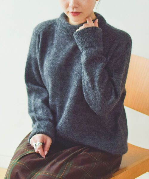 Demi-Luxe BEAMS（デミルクス ビームス）の「Demi-Luxe BEAMS / モヘヤ混 モックネック ニット（ニット/セーター・レディース・チャコールグレー/ピンク/ブルー・ONE SIZE）」の15枚目の写真