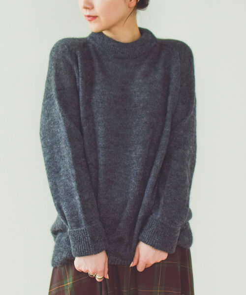 Demi-Luxe BEAMS（デミルクス ビームス）の「Demi-Luxe BEAMS / モヘヤ混 モックネック ニット（ニット/セーター・レディース・チャコールグレー/ピンク/ブルー・ONE SIZE）」の14枚目の写真