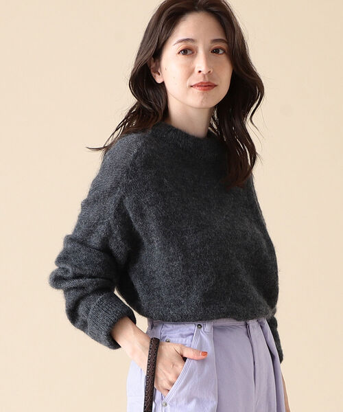 Demi-Luxe BEAMS（デミルクス ビームス）の「Demi-Luxe BEAMS / モヘヤ混 モックネック ニット（ニット/セーター・レディース・チャコールグレー/ピンク/ブルー・ONE SIZE）」の9枚目の写真