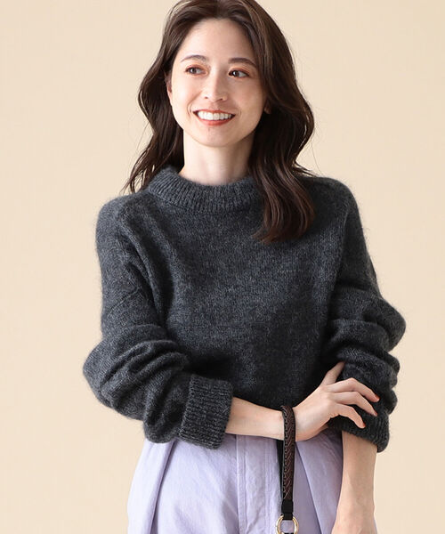 Demi-Luxe BEAMS（デミルクス ビームス）の「Demi-Luxe BEAMS / モヘヤ混 モックネック ニット（ニット/セーター・レディース・チャコールグレー/ピンク/ブルー・ONE SIZE）」の8枚目の写真