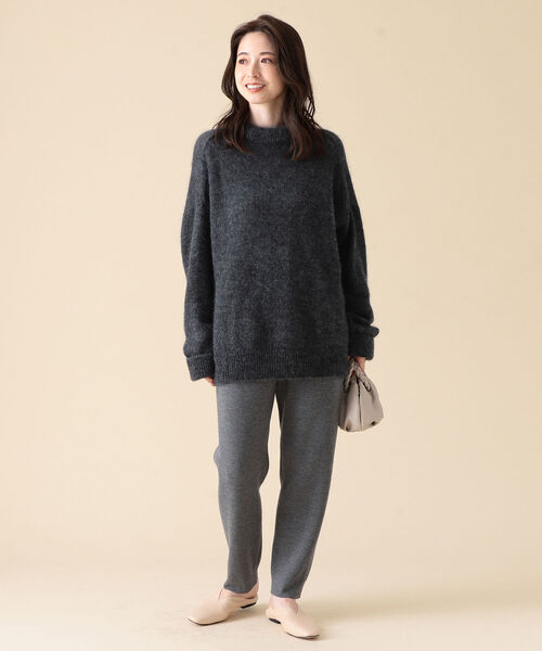 Demi-Luxe BEAMS（デミルクス ビームス）の「Demi-Luxe BEAMS / モヘヤ混 モックネック ニット（ニット/セーター・レディース・チャコールグレー/ピンク/ブルー・ONE SIZE）」の6枚目の写真