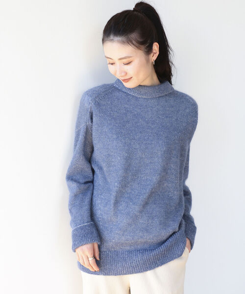 Demi-Luxe BEAMS（デミルクス ビームス）の「Demi-Luxe BEAMS / モヘヤ混 モックネック ニット（ニット/セーター・レディース・チャコールグレー/ピンク/ブルー・ONE SIZE）」の5枚目の写真