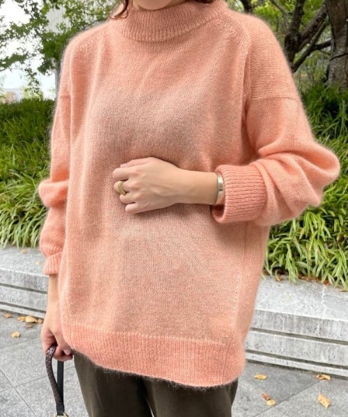 Demi-Luxe BEAMS（デミルクス ビームス）の「Demi-Luxe BEAMS / モヘヤ混 モックネック ニット（ニット/セーター・レディース・チャコールグレー/ピンク/ブルー・ONE SIZE）」の3枚目の写真