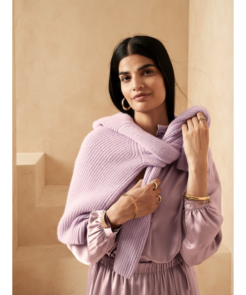Banana Republic(バナナリパブリック)の「シルク タイネック チュニック(シャツ/ブラウス・レディース・アイボリー/グレー系その他/ブラック・XS/S/M/L)」の5枚目の写真