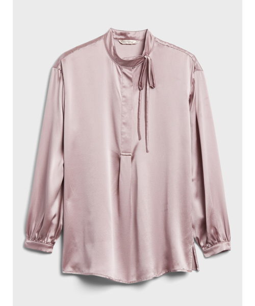 Banana Republic(バナナリパブリック)の「シルク タイネック チュニック(シャツ/ブラウス・レディース・アイボリー/グレー系その他/ブラック・XS/S/M/L)」の6枚目の写真