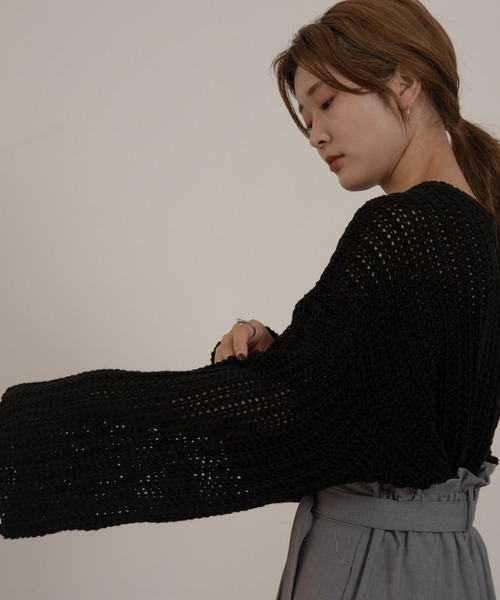 Amiur（エミレ）の「waffle loose knit（ニット/セーター・レディース・アイボリー/ブラウン/グレー/ブラック・FREE）」の3枚目の写真