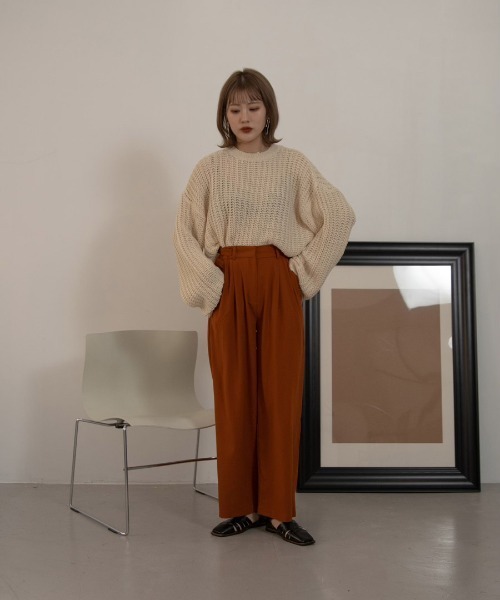 Amiur（エミレ）の「waffle loose knit（ニット/セーター・レディース・アイボリー/ブラウン/グレー/ブラック・FREE）」の13枚目の写真