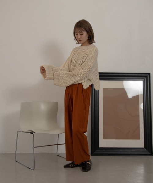 Amiur（エミレ）の「waffle loose knit（ニット/セーター・レディース・アイボリー/ブラウン/グレー/ブラック・FREE）」の10枚目の写真