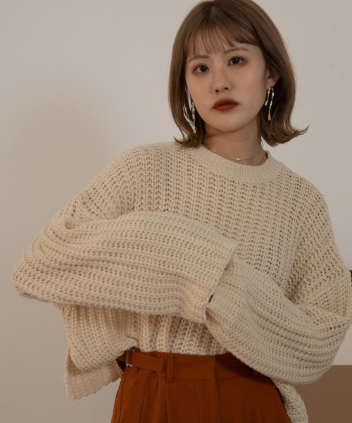 Amiur（エミレ）の「waffle loose knit（ニット/セーター・レディース・アイボリー/ブラウン/グレー/ブラック・FREE）」の18枚目の写真