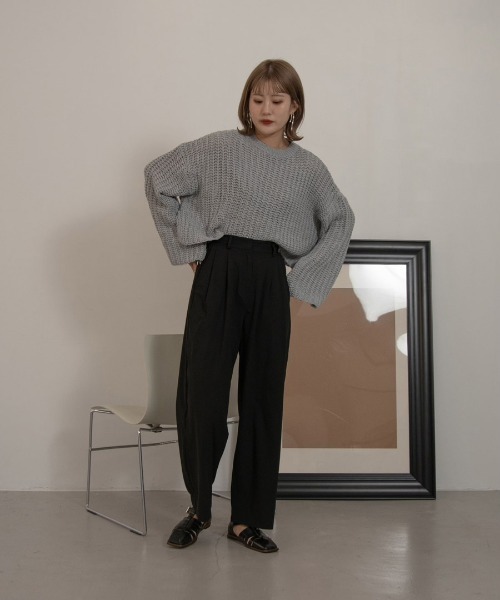 Amiur（エミレ）の「waffle loose knit（ニット/セーター・レディース・アイボリー/ブラウン/グレー/ブラック・FREE）」の9枚目の写真