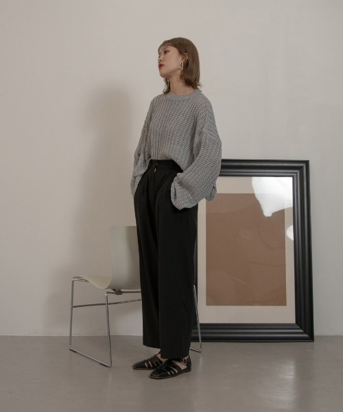 Amiur（エミレ）の「waffle loose knit（ニット/セーター・レディース・アイボリー/ブラウン/グレー/ブラック・FREE）」の19枚目の写真