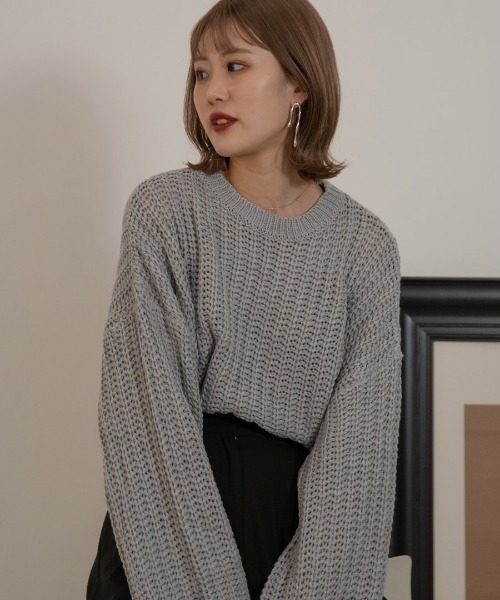 Amiur（エミレ）の「waffle loose knit（ニット/セーター・レディース・アイボリー/ブラウン/グレー/ブラック・FREE）」の16枚目の写真