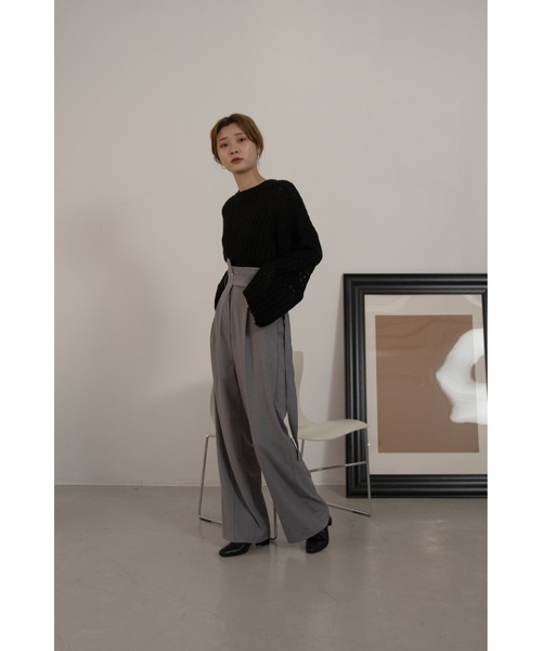 Amiur（エミレ）の「waffle loose knit（ニット/セーター・レディース・アイボリー/ブラウン/グレー/ブラック・FREE）」の15枚目の写真