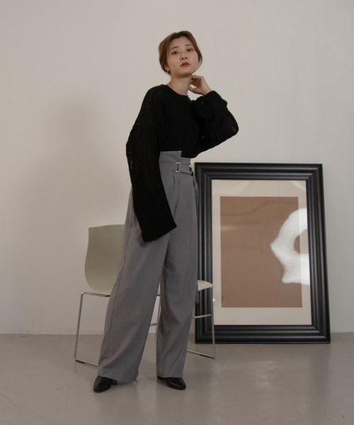 Amiur（エミレ）の「waffle loose knit（ニット/セーター・レディース・アイボリー/ブラウン/グレー/ブラック・FREE）」の7枚目の写真