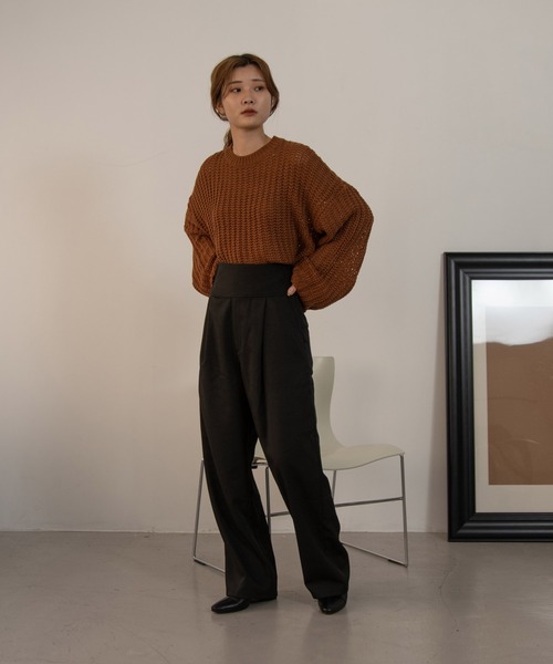 Amiur（エミレ）の「waffle loose knit（ニット/セーター・レディース・アイボリー/ブラウン/グレー/ブラック・FREE）」の8枚目の写真