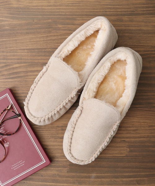 LibertyDoll（リバティードール）の「LibertyDoll フラットモカシンレースボアスリッポンシューズ（モカシン/デッキシューズ・レディース・ライトグレー/ダークブラウン/ブラック/ダークグレー/ベージュ/ネイビー/キャメル・S/LL/M/L）」の5枚目の写真