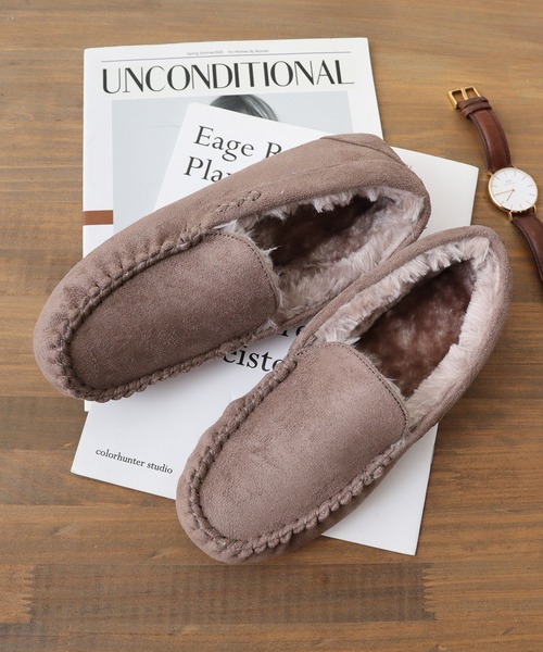 LibertyDoll（リバティードール）の「LibertyDoll フラットモカシンレースボアスリッポンシューズ（モカシン/デッキシューズ・レディース・ライトグレー/ダークブラウン/ブラック/ダークグレー/ベージュ/ネイビー/キャメル・S/LL/M/L）」の3枚目の写真