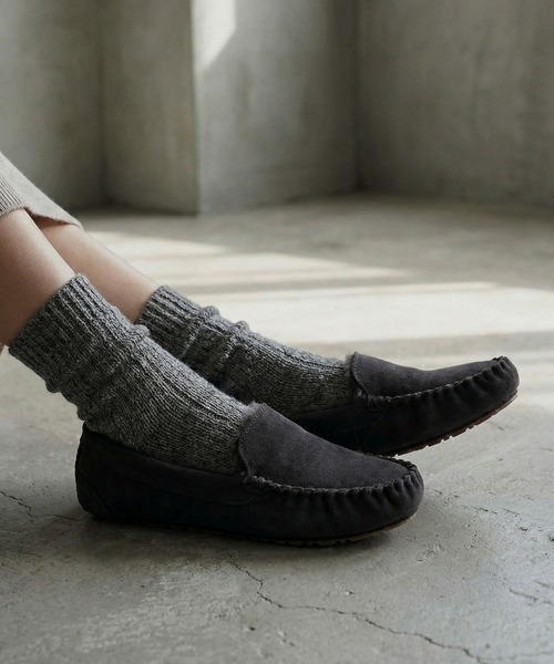 LibertyDoll（リバティードール）の「LibertyDoll フラットモカシンレースボアスリッポンシューズ（モカシン/デッキシューズ・レディース・ライトグレー/ダークブラウン/ブラック/ダークグレー/ベージュ/ネイビー/キャメル・S/LL/M/L）」の10枚目の写真