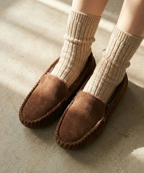 LibertyDoll（リバティードール）の「LibertyDoll フラットモカシンレースボアスリッポンシューズ（モカシン/デッキシューズ・レディース・ライトグレー/ダークブラウン/ブラック/ダークグレー/ベージュ/ネイビー/キャメル・S/LL/M/L）」の14枚目の写真