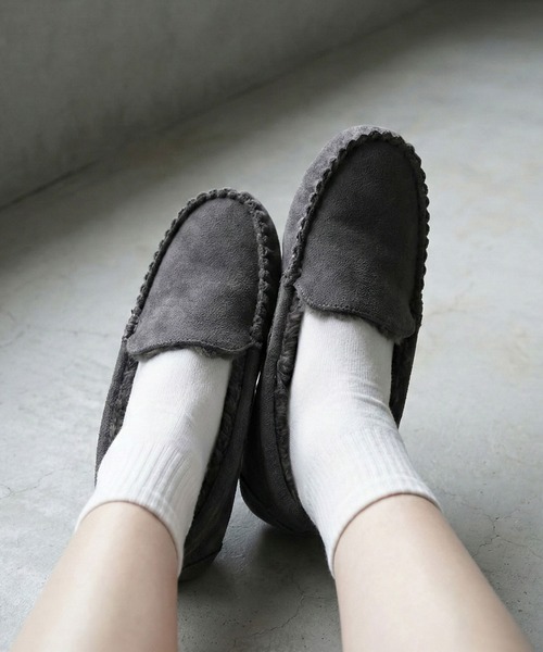 LibertyDoll（リバティードール）の「LibertyDoll フラットモカシンレースボアスリッポンシューズ（モカシン/デッキシューズ・レディース・ライトグレー/ダークブラウン/ブラック/ダークグレー/ベージュ/ネイビー/キャメル・S/LL/M/L）」の8枚目の写真