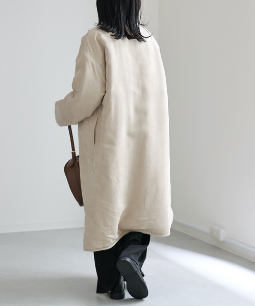 セール】ロングボアリバーシブルコート（ノーカラーコート）｜ap retro
