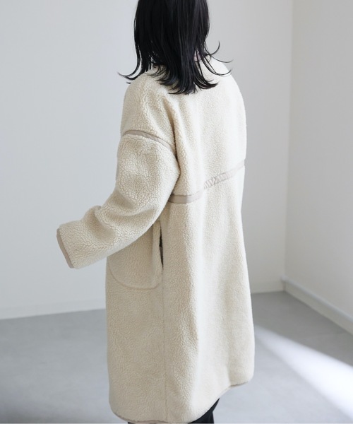 セール】ロングボアリバーシブルコート（ノーカラーコート）｜ap retro
