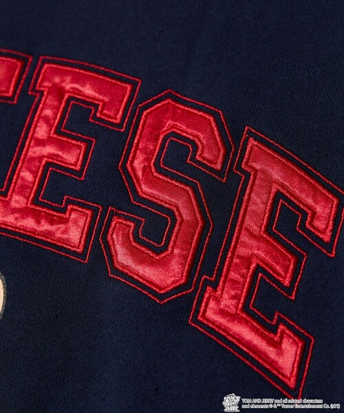 FREAK'S STORE（フリークスストア）の「WEB限定 TOM and JERRY/トムとジェリー 別注 ビッグシルエット サテン刺繍 アーチロゴ クルーネックスウェット/カレッジロゴ（スウェット・メンズ・ダークグリーン/ネイビー/ブラウン/グレー/ブラック/サックスブルー/オフホワイト・LARGE/SMALL/MEDIUM）」の11枚目の写真