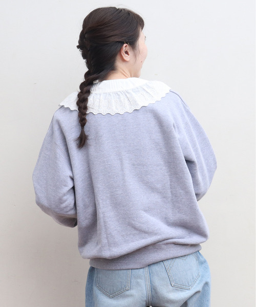 CHILD WOMAN(チャイルドウーマン)の「BEARさがら刺繍 スウェットプルオーバー(スウェット・レディース・ネイビー/グレー/レッド・FREE)」の4枚目の写真