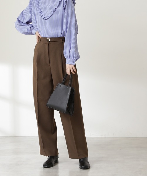 N.(N. Natural Beauty Basic)(エヌエヌナチュラルビューティーベーシック)の「【S Size Line】◆イージーケアベルト付ワイドパンツ(その他パンツ・レディース・ブルー/モカ/ナチュラル・SMALL/MEDIUM)」の1枚目の写真